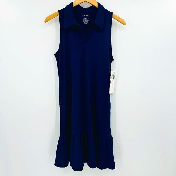 Gottex Dresses & Skirts - GOTTEX Navy Golf Tennis Pickle Ball Drop Waist Sleeveless Ruffle Small Dress NEW